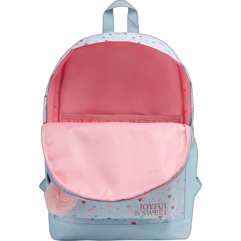 MOCHILA DE COSTAS ACADEMIE CORACAO AZUL METALIZADO TILIBRA - REF. 34780 - 1 UNIDADE