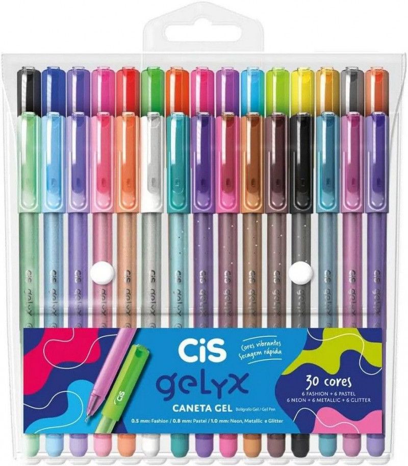 CANETA CIS GELYX ESTOJO COM 30 CORES - REF. 5.7120 - 1 UNIDADE