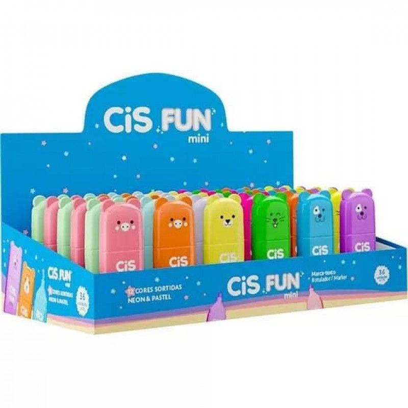 PINCEL MARCA TEXTO FUN MINI NEON/PASEL CIS - REF. 5.7167 - CAIXA COM 36 UNIDADES
