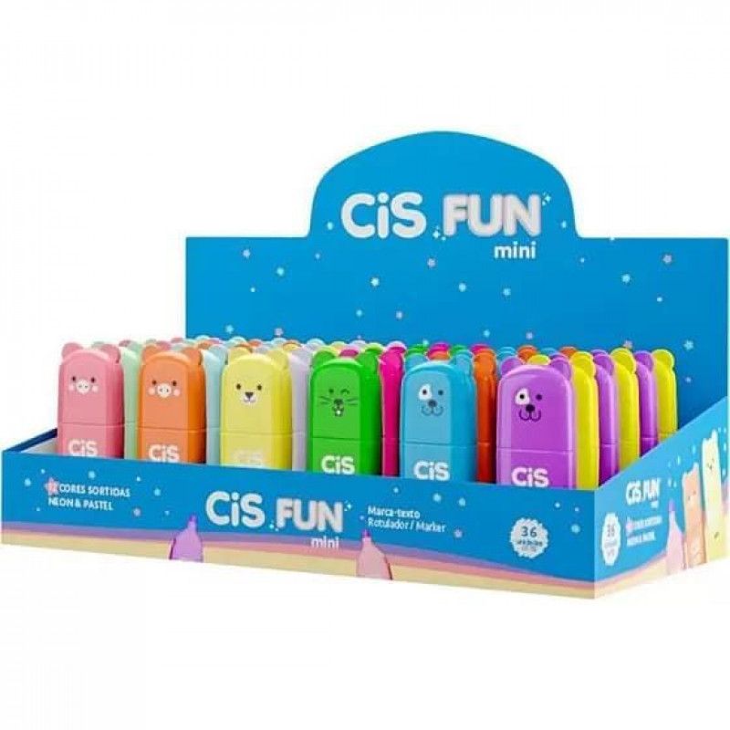 PINCEL MARCA TEXTO FUN MINI NEON/PASEL CIS - REF. 5.7167 - CAIXA COM 36 UNIDADES