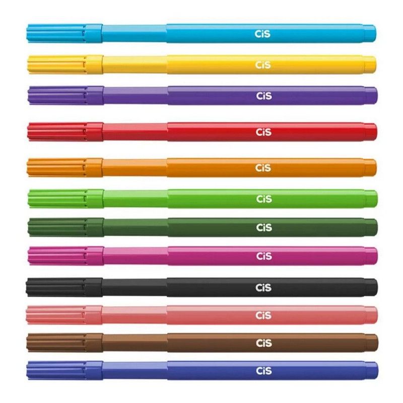 CANETA HIDROCOR CIS COM 12 CORES CIS - REF. 48.6103 - CAIXA COM 10 ESTOJOS