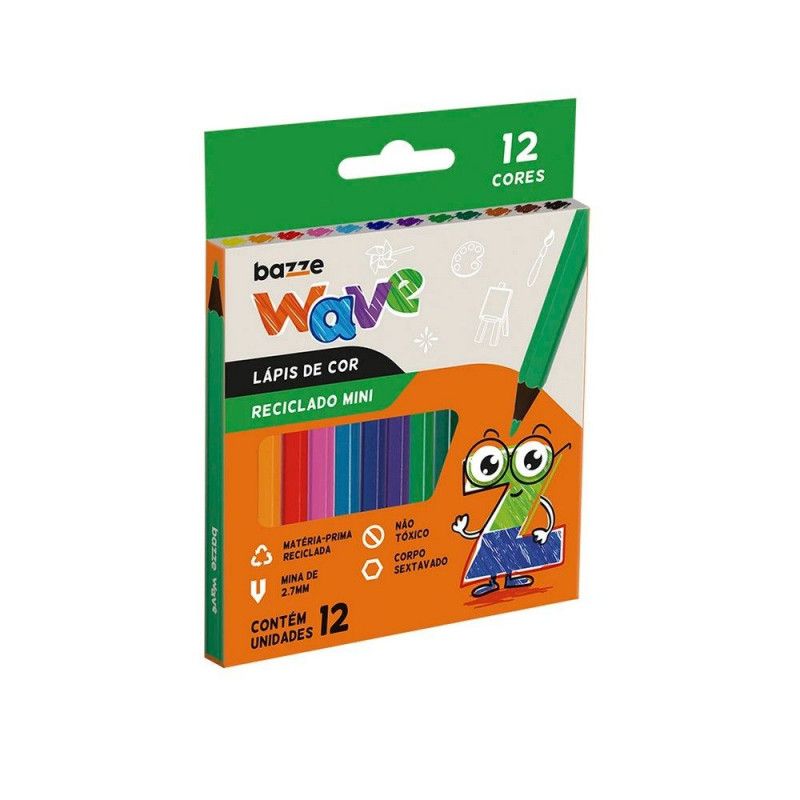 LAPIS 12 CORES CURTO WAVE BAZZE - REF. 901729 - PACOTE COM 12 UNIDADES