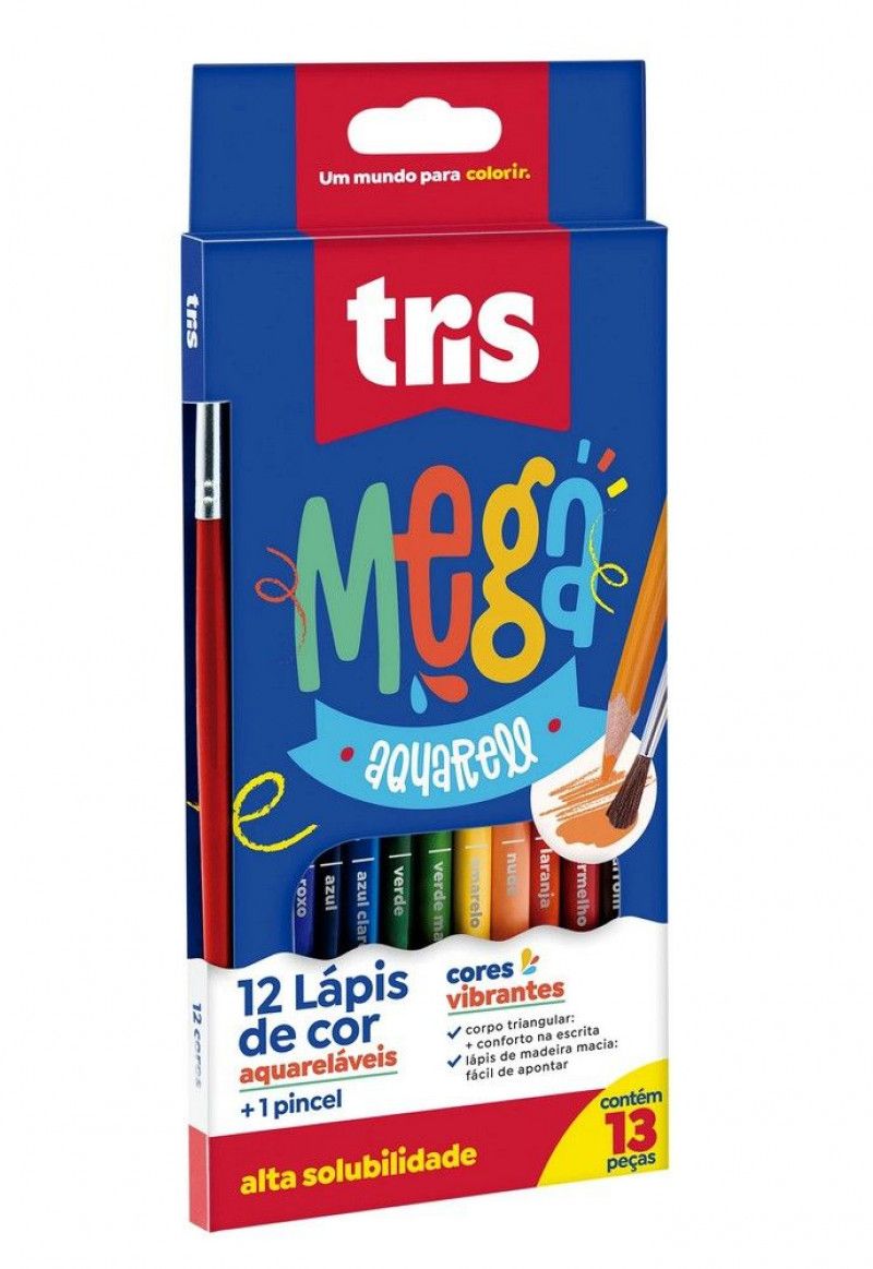 LAPIS 12 CORES AQUARELA + PINCEL TRIS - REF. 614984 - PACOTE COM 6 UNIDADES