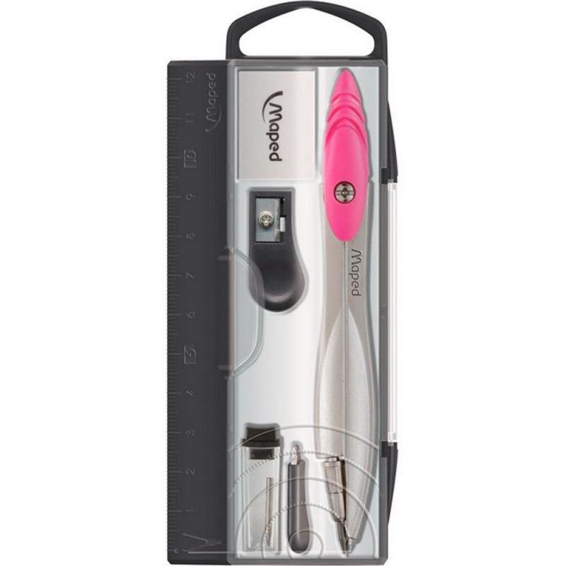 COMPASSO ESCOLAR METAL 5 PECAS STUDY MAPED - REF. 119405 - CAIXA COM 20 UNIDADES