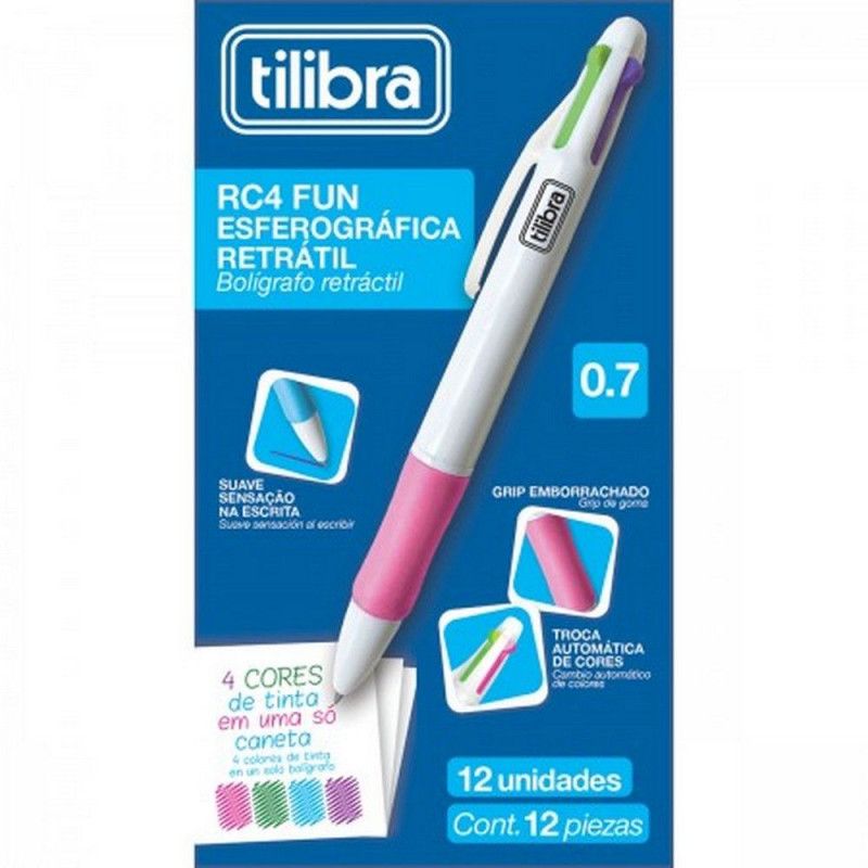CANETA 0.7 4 CORES FUN RC4 TILIBRA - REF. 34564 - CAIXA COM 12 UNIDADES