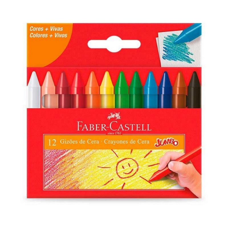 GIZAO DE CERA 12 CORES FABER-CASTELL - REF. 141112 - PACOTE COM 6 UNIDADES