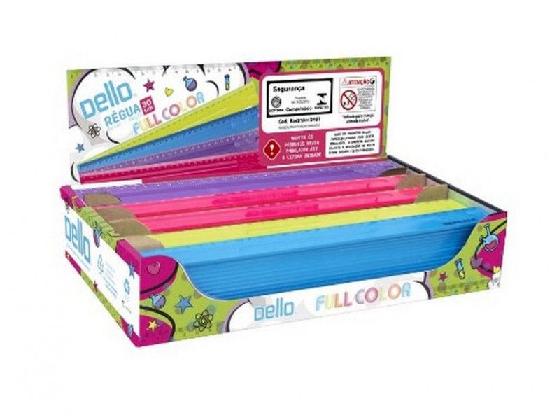 REGUA 30CM FULL COLOR SORTIDA DELLO - REF. 3115.SFL.0100 - PACOTE COM 100 UNIDADES