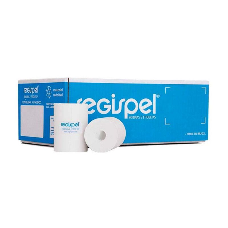BOBINA 80MM X 40M SEM TUBETE BRANCA REGISPEL - REF. 033800 - CAIXA COM 30 UNIDADES