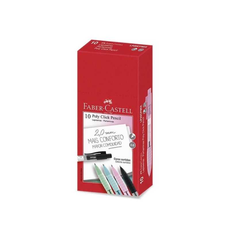 LAPISEIRA 2.0 POLY CLICK PENCIL FABER-CASTELL - REF. LP20CPMIX - CAIXA COM 10 UNIDADES
