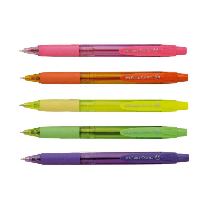 CANETA ESFEROGRAFICA 0.7 POLY RADIANT COLORS RT COM 5 CORES FABER-CASTELL - REF. ES/PRTRC07 - 1 UNIDADE