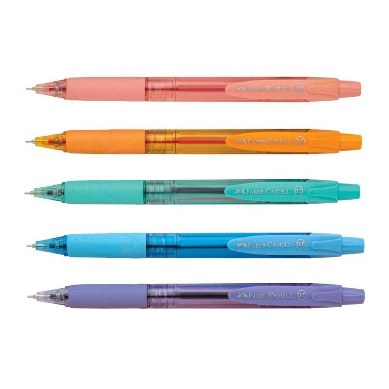 CANETA ESFEROGRAFICA 0.7 POLY CANDY COLORS RT COM 5 CORES FABER-CASTELL - REF. ES/PRTCC07 - 1 UNIDADE