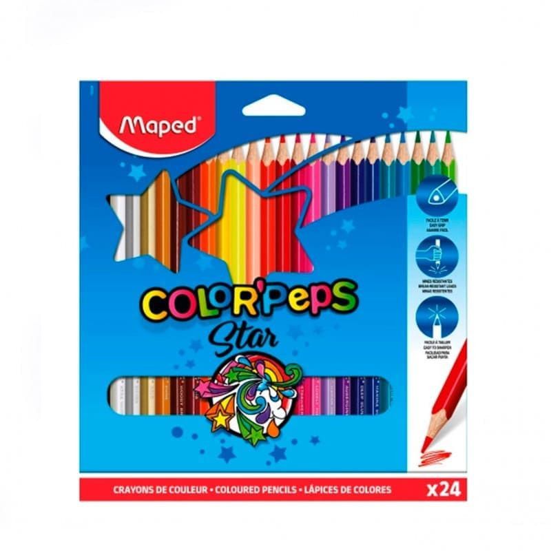 LAPIS 24 CORES+6 BICOLOR COLORPEPS STAR MAPED - REF. 832074ZV - PACOTE COM 12 UNIDADES