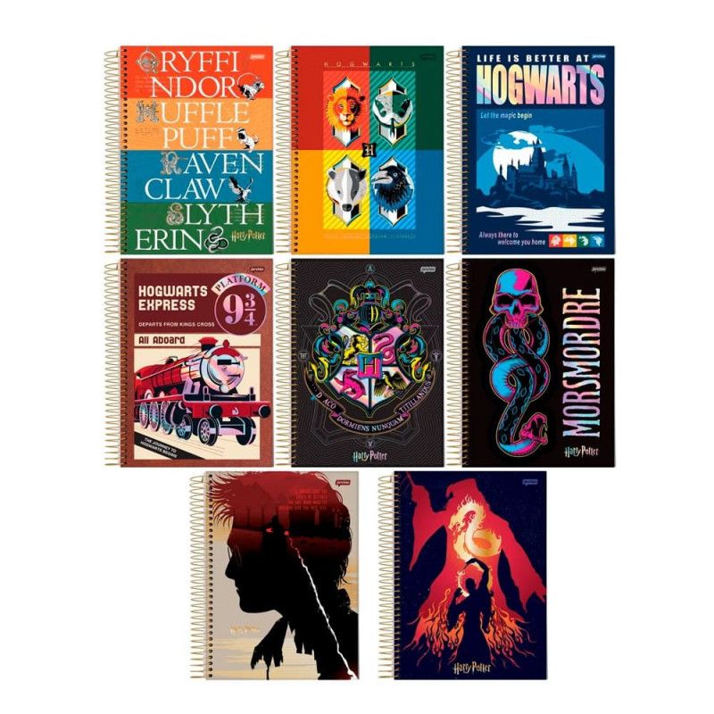 CADERNO ESPIRAL CAPA DURA 1/4 96FL HARRY POTTER JANDAIA - REF. 63598-24 - PACOTE COM 5 UNIDADES