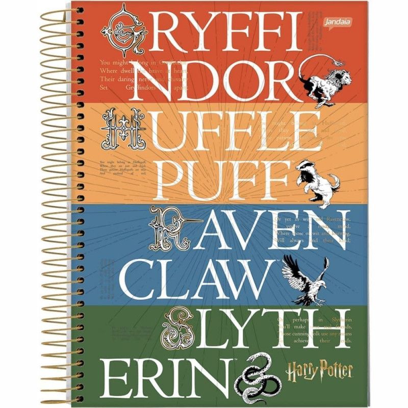 CADERNO ESPIRAL CAPA DURA 1/4 96FL HARRY POTTER JANDAIA - REF. 63598-24 - PACOTE COM 5 UNIDADES