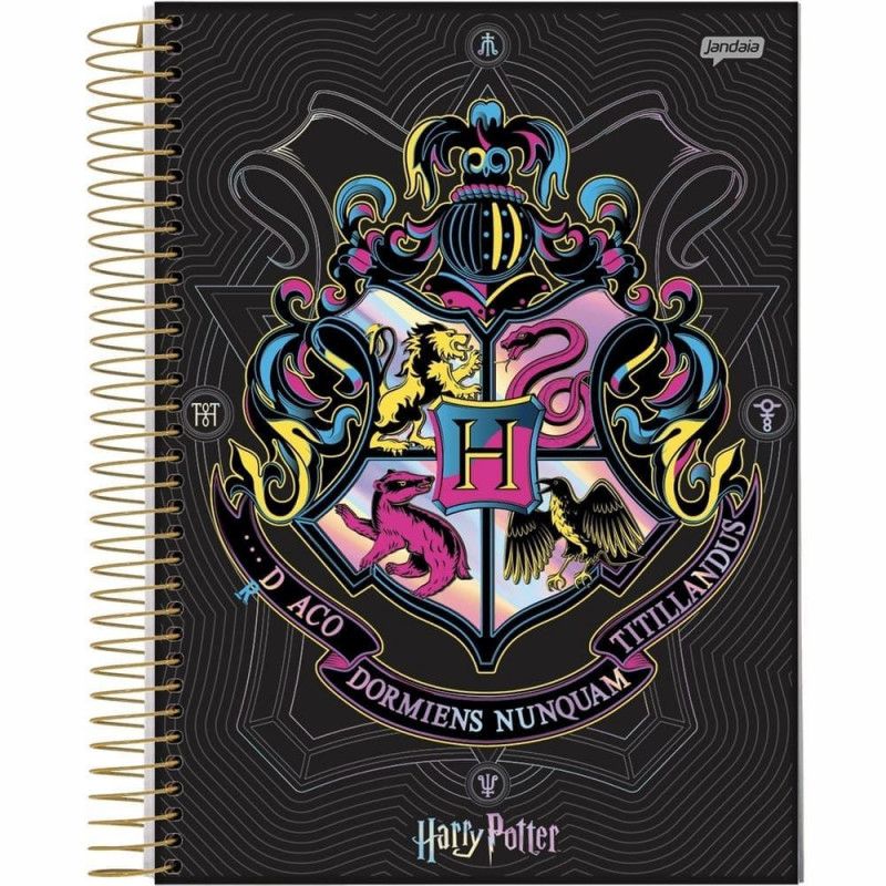 CADERNO ESPIRAL CAPA DURA 1/4 96FL HARRY POTTER JANDAIA - REF. 63598-24 - PACOTE COM 5 UNIDADES