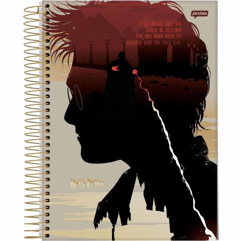 CADERNO ESPIRAL CAPA DURA 1/4 96FL HARRY POTTER JANDAIA - REF. 63598-24 - PACOTE COM 5 UNIDADES