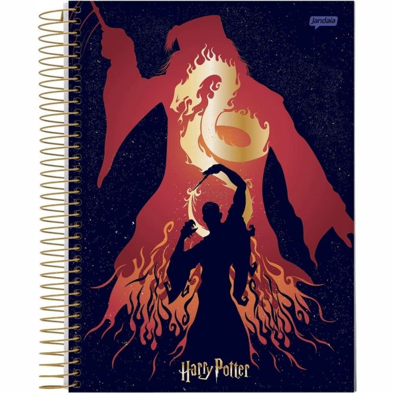 CADERNO ESPIRAL CAPA DURA 1/4 96FL HARRY POTTER JANDAIA - REF. 63598-24 - PACOTE COM 5 UNIDADES