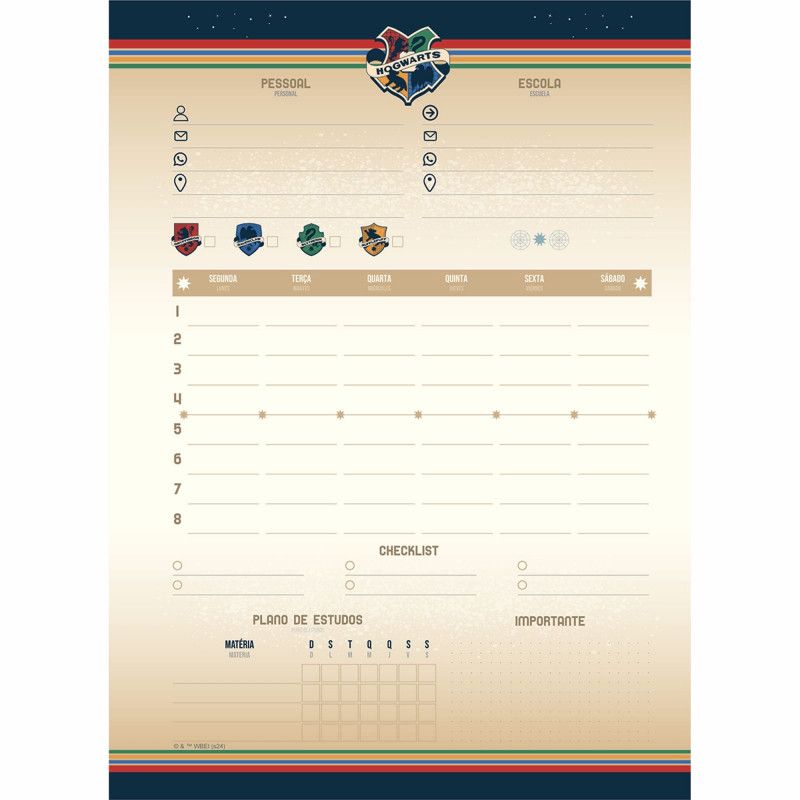 CADERNO ESPIRAL CAPA DURA 1/4 96FL HARRY POTTER JANDAIA - REF. 63598-24 - PACOTE COM 5 UNIDADES