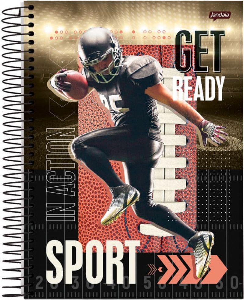 CADERNO 1 MATERIA 80FL CAPA DURA SPORT JANDAIA - REF. 68784-88 - PACOTE COM 4 UNIDADES