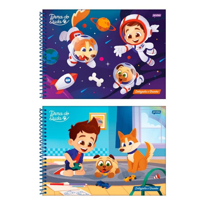 CADERNO CARTOGRAFIA CAPA DURA 80FL TURMA DO DUDA JANDAIA - REF. 68917-77 - PACOTE COM 4 UNIDADES