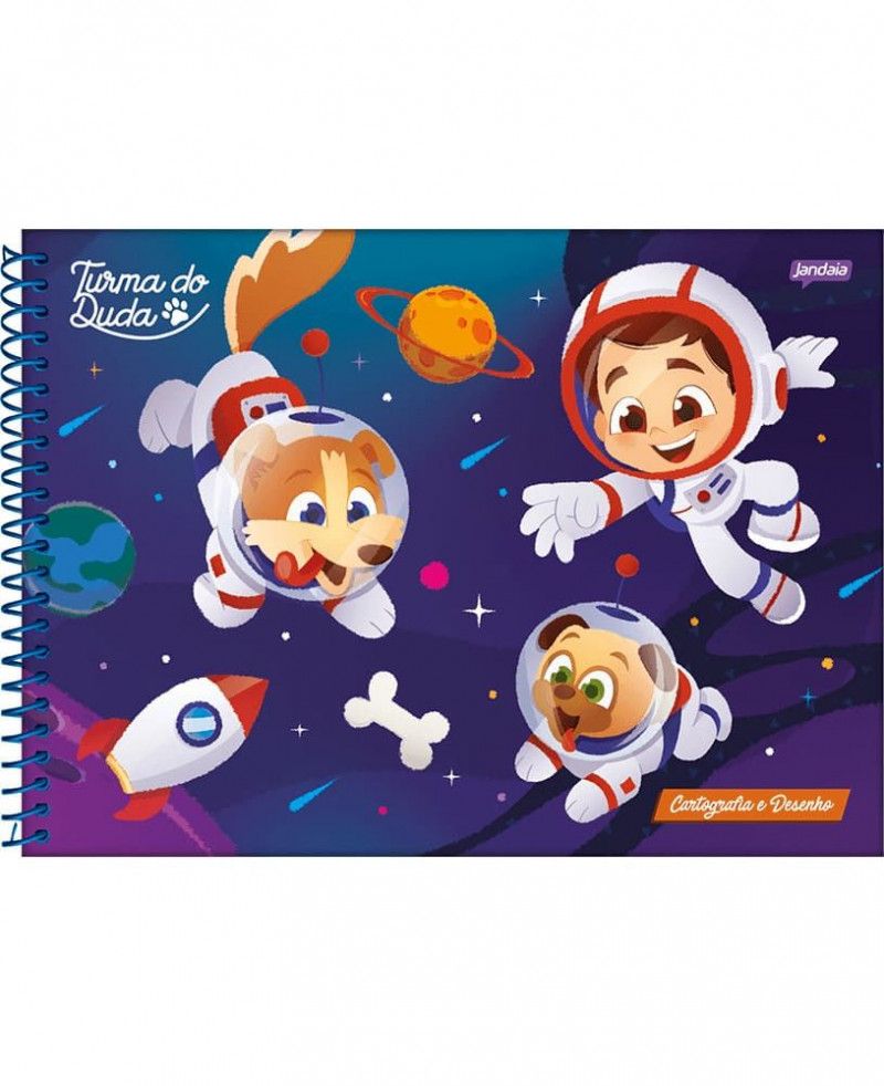 CADERNO CARTOGRAFIA CAPA DURA 80FL TURMA DO DUDA JANDAIA - REF. 68917-77 - PACOTE COM 4 UNIDADES