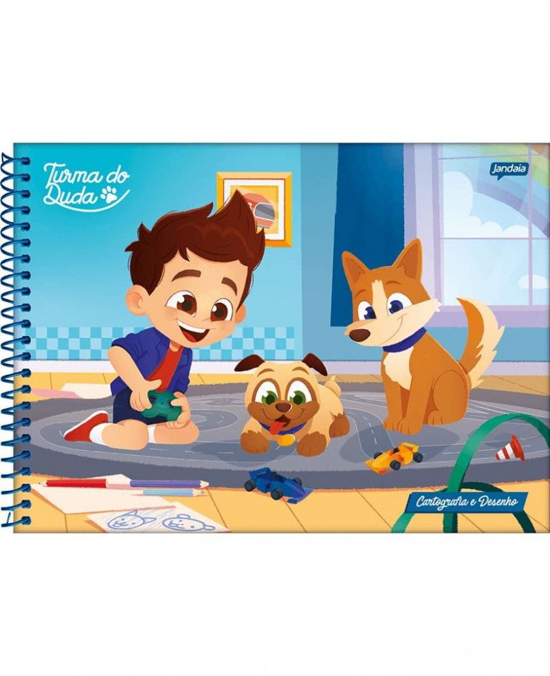CADERNO CARTOGRAFIA CAPA DURA 80FL TURMA DO DUDA JANDAIA - REF. 68917-77 - PACOTE COM 4 UNIDADES