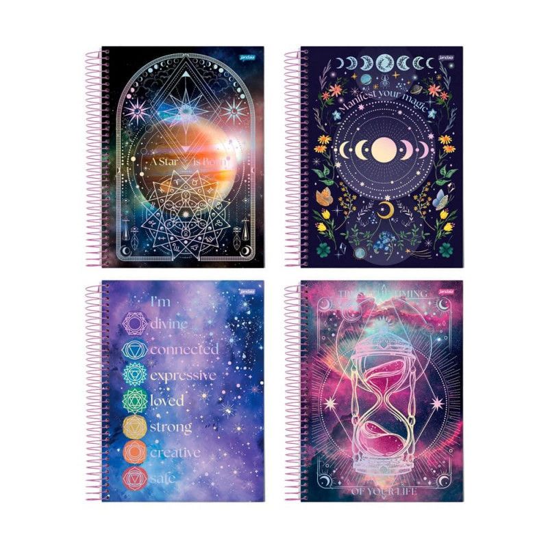 CADERNO 15 MATERIAS CAPA DURA 240FL MYSTIC JANDAIA - REF. 69022-24 - PACOTE COM 2 UNIDADES