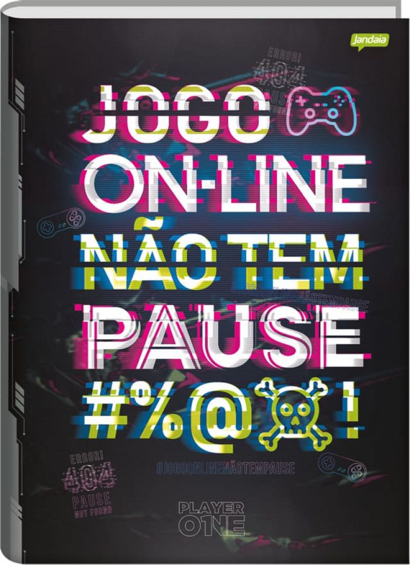 CADERNO BROCHURAO CAPA DURA 80FL PLAYER 1 JANDAIA - REF. 69060-77 - PACOTE COM 5 UNIDADES