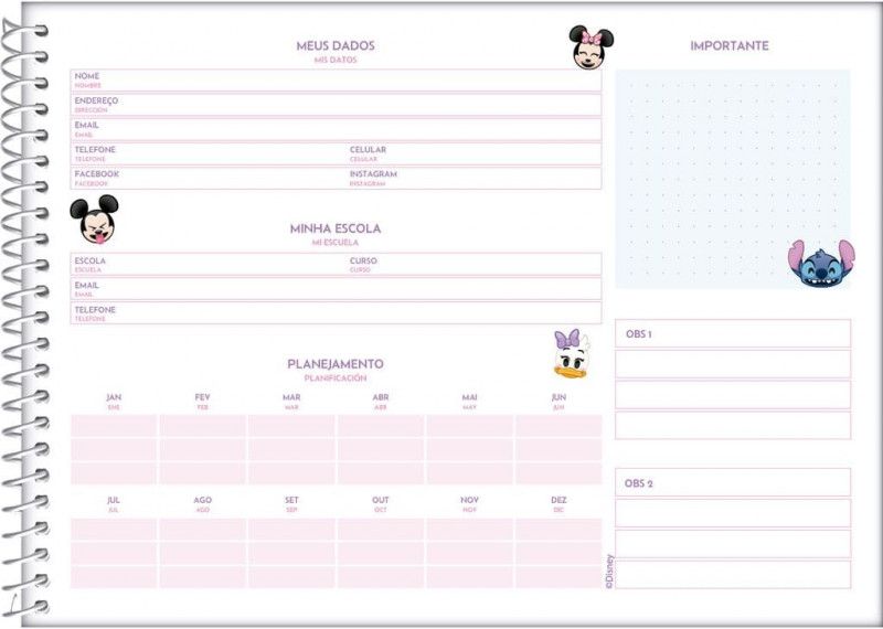 CADERNO CARTOGRAFIA CAPA DURA 80FL DISNEY EMOJI JANDAIA - REF. 69378-24 - PACOTE COM 4 UNIDADES
