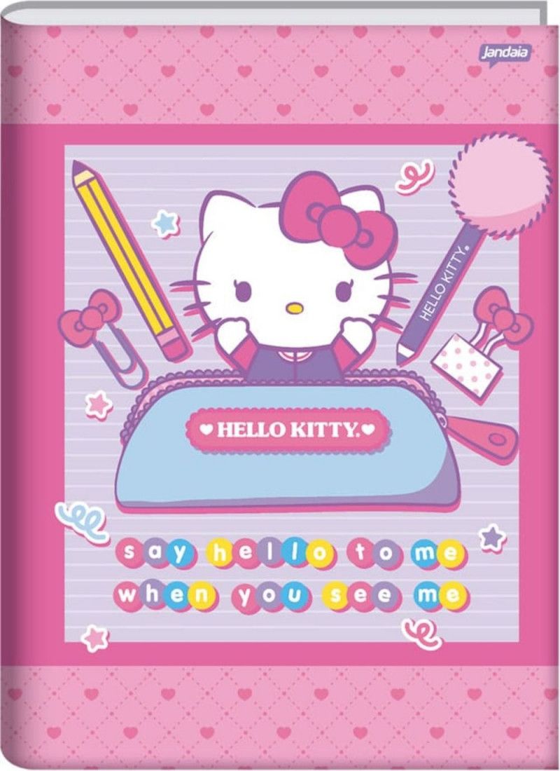 CADERNO BROCHURAO CAPA DURA 80FL HELLO KITTY JANDAIA - REF. 72981-24 - PACOTE COM 5 UNIDADES
