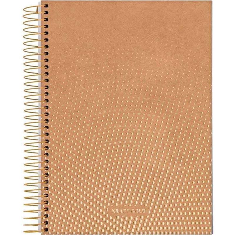 CADERNETA 80FL ESPIRAL CAPA DURA KRAFT GOLD JANDAIA - REF. 74787-77 - PACOTE COM 5 UNIDADES