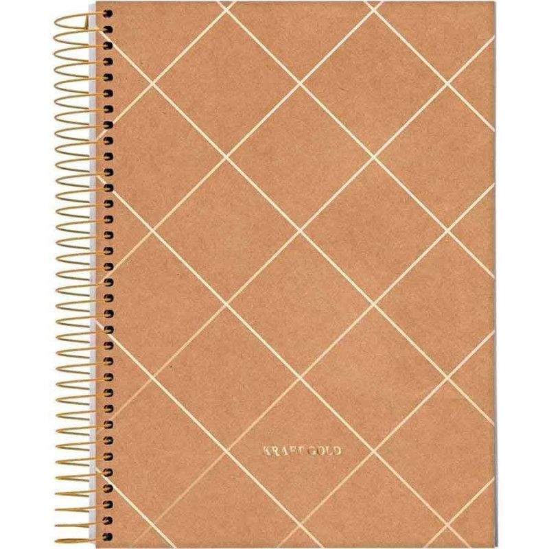 CADERNETA 80FL ESPIRAL CAPA DURA KRAFT GOLD JANDAIA - REF. 74787-77 - PACOTE COM 5 UNIDADES