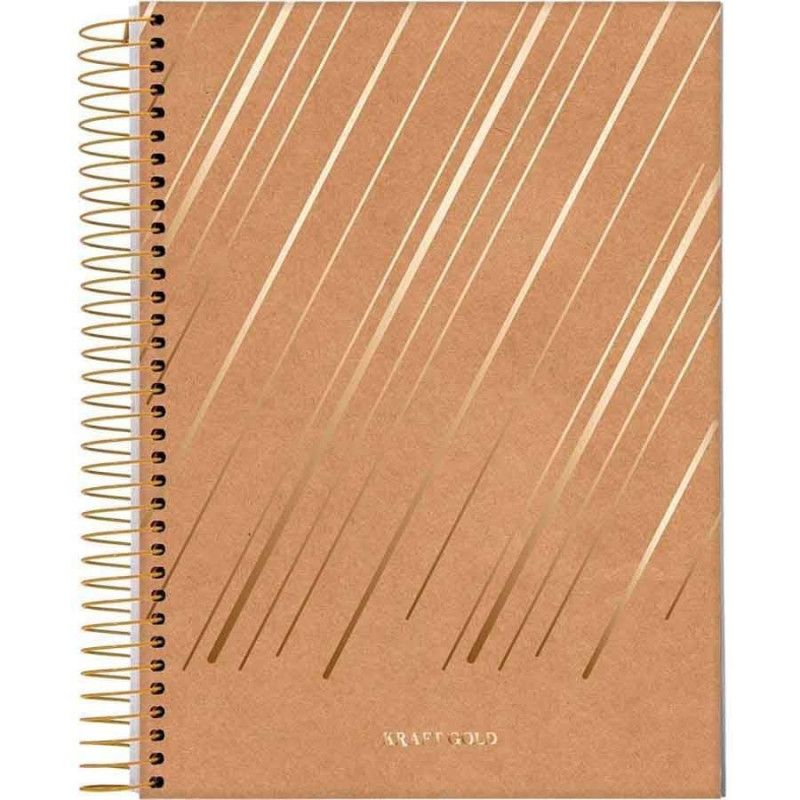 CADERNETA 80FL ESPIRAL CAPA DURA KRAFT GOLD JANDAIA - REF. 74787-77 - PACOTE COM 5 UNIDADES