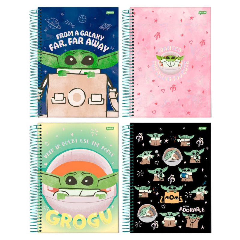 CADERNO 10 MATERIAS CAPA DURA 160FL GROGU JANDAIA - REF. 75148-24 - PACOTE COM 4 UNIDADES