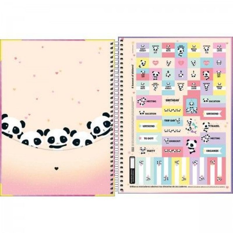 CADERNO 20 MATERIAS CAPA DURA LOVELY FRIEND TILIBRA - REF. 35098 - PACOTE COM 2 UNIDADES