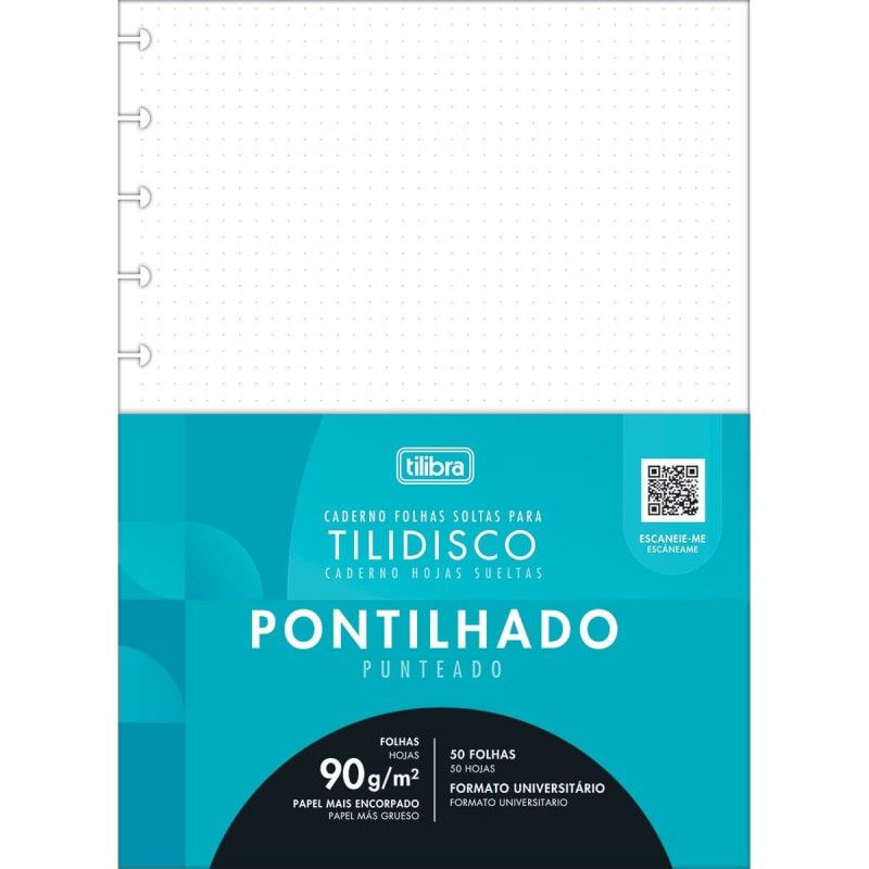 BLOCO PARA FICHARIO 50 FOLHAS PONTILHADO TILIDISCO 90G TILIBRA - REF. 35143 - 1 UNIDADE