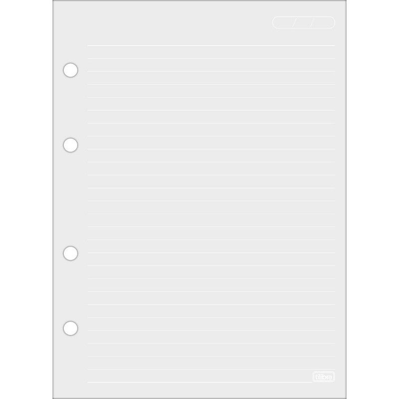 BLOCO PARA FICHARIO 80 FOLHAS COLEGIAL ARGOLADO CINZA 90G TILIBRA - REF. 341886 - PACOTE COM 5 UNIDADES