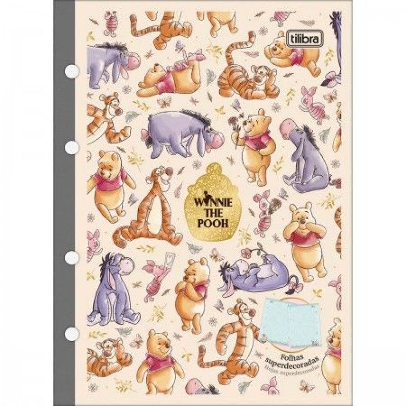 BLOCO PARA FICHARIO 80FL COLEGIAL POOH TILIBRA - REF. 35073 - PACOTE COM 5 UNIDADES