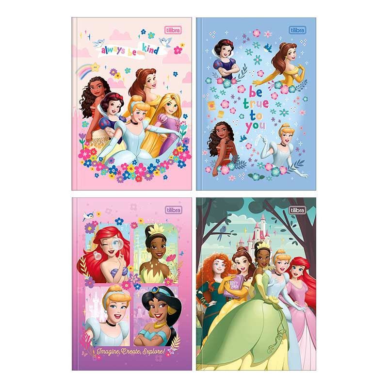 CADERNO BROCHURA 1/4 CAPA DURA 80FL PRINCESAS TILIBRA - REF. 30882 - PACOTE COM 5 UNIDADES