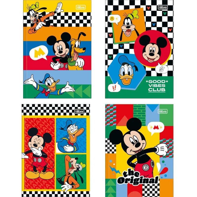 CADERNO BROCHURAO CAPA DURA 80FL MICKEY TILIBRA - REF. 30888 - PACOTE COM 5 UNIDADES