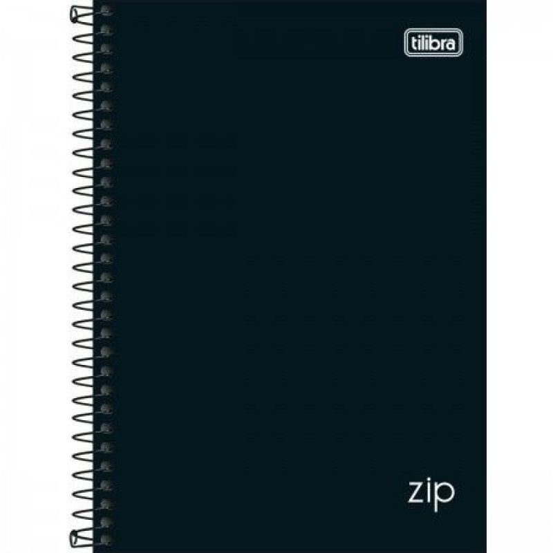 CADERNO ESPIRAL CAPA DURA 1/4 160FL ZIP PRETO TILIBRA - REF. 35145 - PACOTE COM 4 UNIDADES