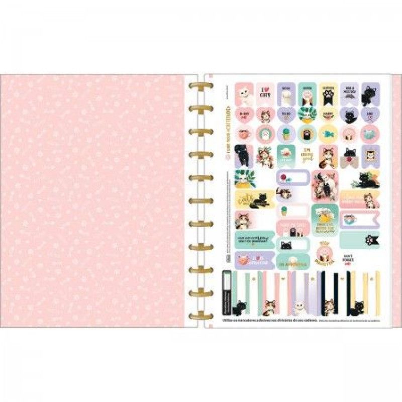 CADERNO 10 MATERIAS INTELIGENTE DISCO CONNECT PURRFECT CATS TILIBRA - REF. 35204 - 1 UNIDADE