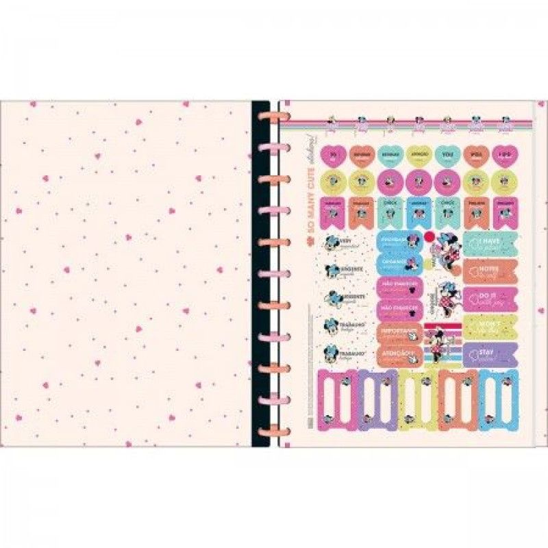 CADERNO 10 MATERIAS INTELIGENTE DISCO CONNECT MINNIE TILIBRA - REF. 34624 - 1 UNIDADE