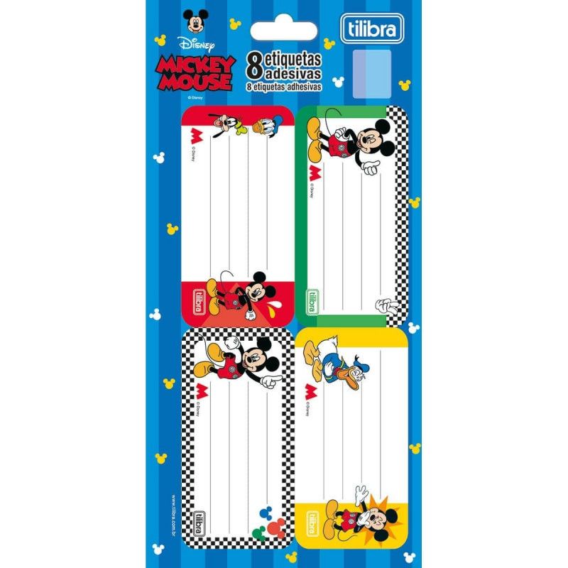 ETIQUETA ESCOLAR MICKEY COM 8 TILIBRA - REF. 234591 - PACOTE COM 10 UNIDADES