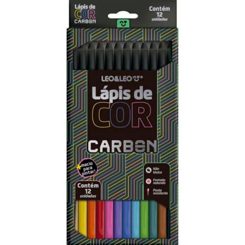 LAPIS 12 CORES CARBON LEO E LEO - REF. 4430 - PACOTE COM 6 UNIDADES