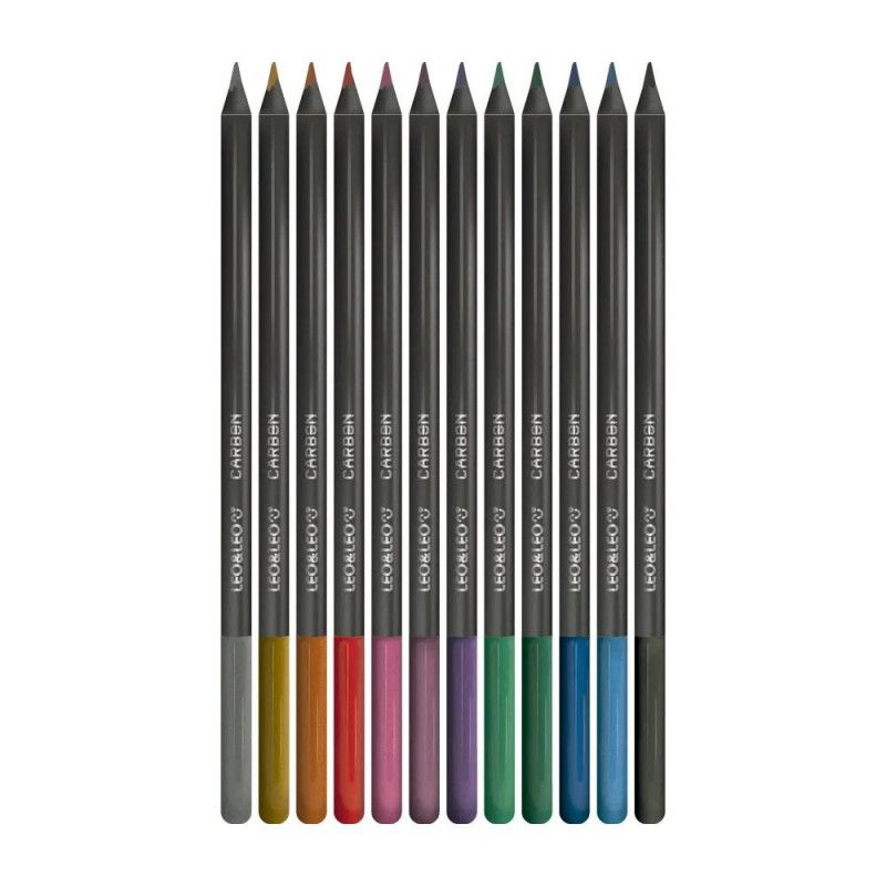 LAPIS 12 CORES METALICO CARBON LEO E LEO - REF. 4432 - PACOTE COM 6 UNIDADES