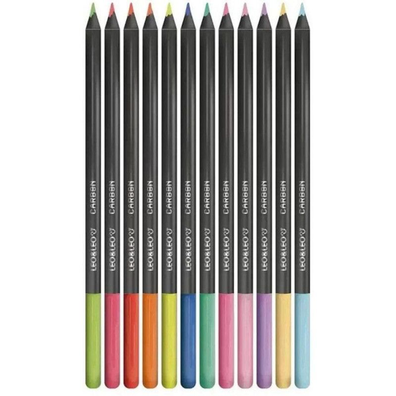 LAPIS 12 CORES NEON+PASTEL CARBON LEO E LEO - REF. 4434 - PACOTE COM 6 UNIDADES