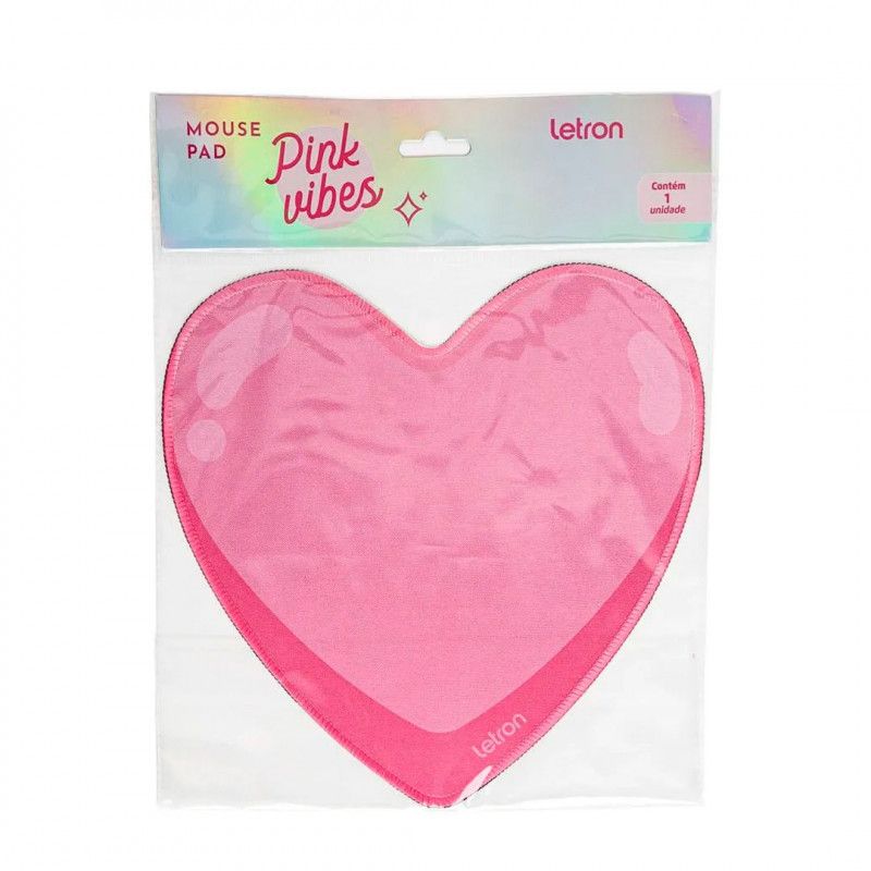 MOUSE PAD CORACAO PINK VIBES LETRON - REF. 74358 - 1 UNIDADE