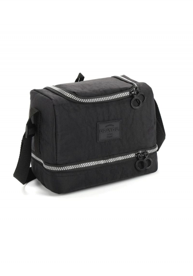 LANCHEIRA COM ALCA CRINKLE PRETO LUXCEL - REF. LA47153UP-PTO - 1 UNIDADE