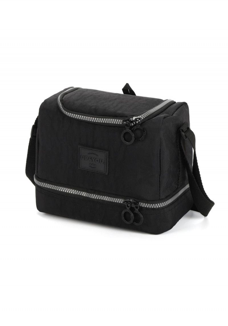 LANCHEIRA COM ALCA CRINKLE PRETO LUXCEL - REF. LA47153UP-PTO - 1 UNIDADE